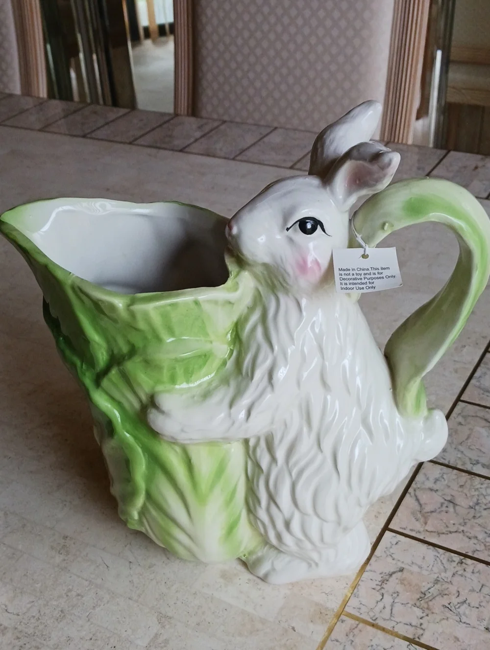 Vase/pitcher W/salt& Pepper Shaker. Bunny- Lettue Leaf Design,by Valeri-QVC..NEW